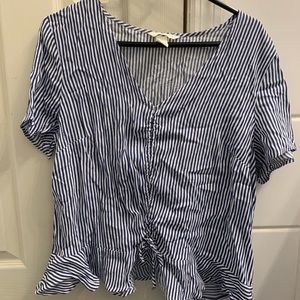 Blue and white stripped short sleeve